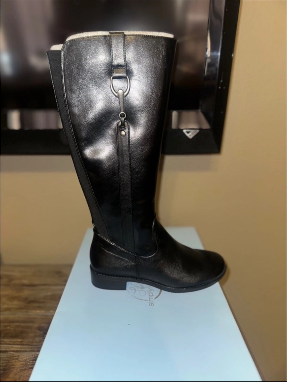 Black Women's Riding Boot with Stirrup Detail